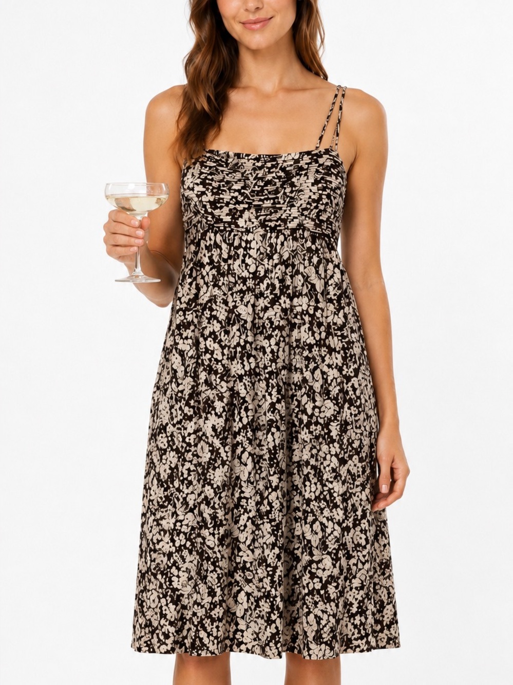 Abercrombie & Fitch Brown and Cream Floral Maxi Dress